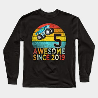 Kids 5Th Birthday Monster Truck Lover 5 Years Old Long Sleeve T-Shirt